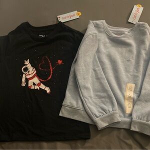 Cat & Jack Kids Astronaut Black T-Shirt and Light Blue Sweatshirt Set